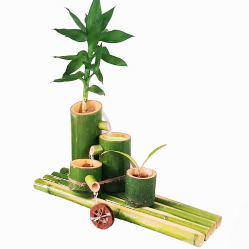 XYUERU Bamboo Water Fountain Kit, Japanese Garden Decoration/Indoor Water Feature,Feng Shui Water Fountain,Waterscape For Pond Fish Tank Courtyard(25cm)