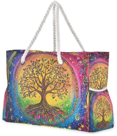 voucong Bolsas coloridas para viajes, impermeables, a prueba de arena, con bolsillos laterales, bolsa grande con cremallera para piscina, Con color, 1 size