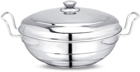 Nobel Stainless Steel Multi Kadai Idli Cooker, 20 cm, 4L Capacity, 5 Plates, Induction Compatible, Silver