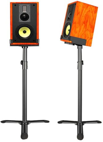 Speaker Stand Pair,Triangle Speaker Stand,Monitor Speaker Stand,Telescoping Height Adjustable From68CM-114CM,High Heavy Duty Three-point Triangle Base, Black(Black-A)