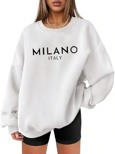 vblane Oversize-Sweatshirt mit Rundhalsausschnitt für Damen, adrette, grafische Pullover, lässig, locker, langärmeliger Oberteil