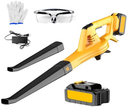 Kabelloser Laubbläser, 21 V, kabellos, mit Akku und Ladegerät, 18000 U/min, 5 Geschwindigkeiten, für den Garten, den Eingang des Hauses, Schneefräse, Laubbläser (1 Akku)