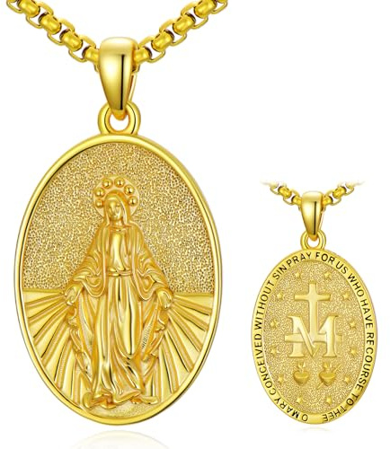 REDSUN Heiliger Michael Halskette für Männer Sterling Silber Erzengel Michael Kette/Christopher/Benedict/Virgin Mary Kette Religiöse Heilige Medaille Schmuck für Männer Frauen Jungen