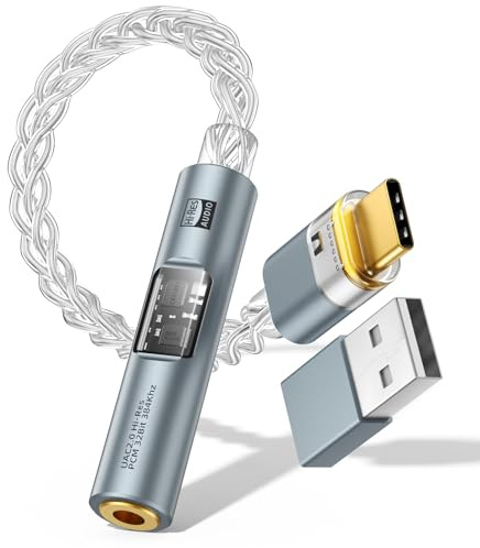 MoKo Adattatore Cuffie USB-C a 3,5mm, DAC Dongle Type-C a 3,5 Aux Jack | Doppio Chip DAC CX31993 MAX97220, Amplificatore HiFi, Hi-Res, Controllo Linea, Per iPhone iPad Mac Windows Switch PS5