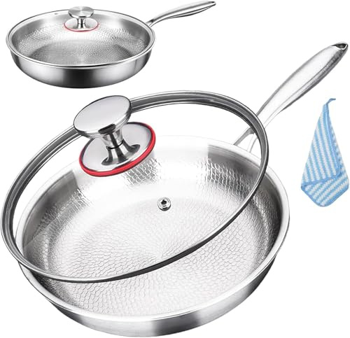 Generisch Titanium Pro Pfanne,Titanpfanne 28 cm, Titan Bratpfanne Unbeschichtet, Premium Wokpfanne, Extrem Langlebig, Kratzfest mit Silikonclip Ausgestattet, 26/28/30cm (28cm)