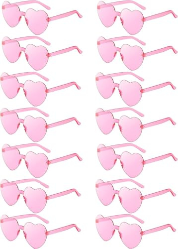 YIChongDan 14 Stück Herz Sonnenbrille, Farbe Party Brille, Hippie Brille, Candy Color Sonnenbrille, Herz Sonnenbrille Lustige Partybrillen für Fasching Foto Requisiten Geburtstagsfeier