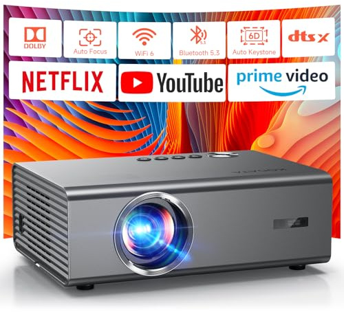 4K Projector with Built-in Apps, 1500ANSI Auto Focus&6D Keystone Dolby Audio Kogata Smart Projector with WiFi 6 Bluetooth Outdoor Movie Proyector for Home Theater HDR10+ UPGRADE