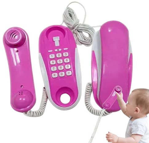 Kid Phone Toy - Children's Wired Intercom Game Phones | Fun Educational Communication Toy For Ages 6+ | Realistic Toddlerr Mobile Phone | Random Colour Abs Play Phones With Cord