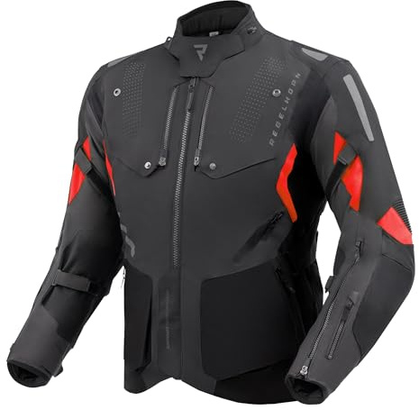 REBELHORN Hiker IV Motorradjacke Herren | Textil | Ellbogen und Schulterprotektoren Stufe 2 | Herausnehmbares In & Out Membran | 2 Belüftungspaneele | 4 Belüftungskanäle | Größen bis 10XL