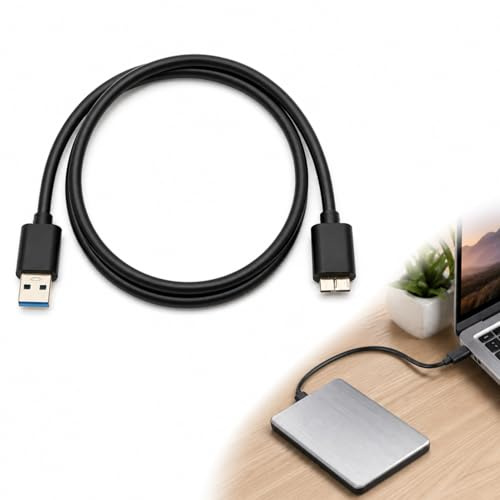 Cable USB 3.0 Tipo A a Micro B de Alta Velocidad para Disco Duro Externo, Smartphones y Más, 1 Metro, Conectores Reforzados, Compatible con USB 2.0, Transmisión Rápida y Carga