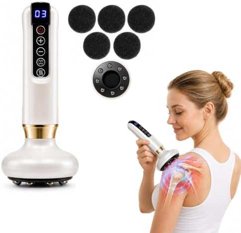 Lymphdrainage Gerät Cellulite Massagegerät Elektrisch mit 8 Magnetkugeln, Elektrisches Schröpfmassagegerät mit Wärme,3 Saugstufen & 12 Heizmodi, Körpermassagegerät für Beine, Zurück, Rücken, USB-C