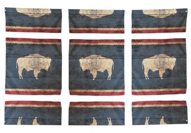 Bandiera dello stato del Wyoming con stampa a quattro fori, con bordi cuciti, decorazione da parete per ufficio e casa