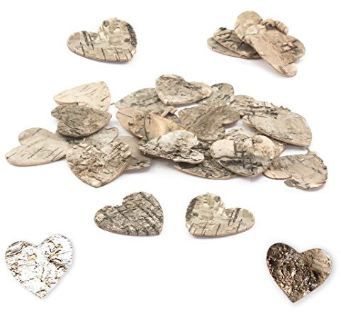 Oblique Unique® 80 Stück Birkenherzen 5cm Herzen aus Birkenrinde Dekoherzen Tischdekoration Streu Herzen Hochzeit Holz Streuherzen