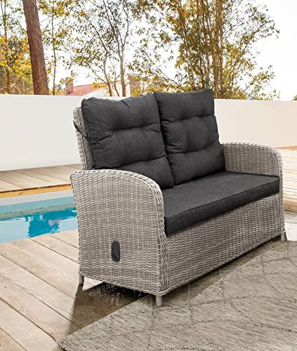 Destiny 2-Sitzer Gartensofa Merano, Rückenlehne verstellbar, Vintage weiß