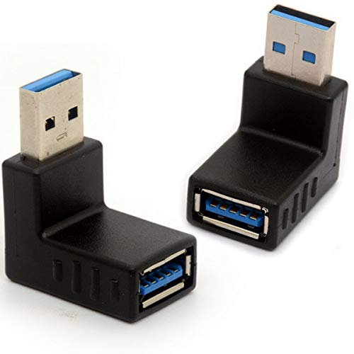 USB-3.0-Adapter, 90 Grad, USB-Stecker-Verlängerung Typ-A-Stecker auf Typ-A-Buchse, Verbindungsstück, 2 Stück (nach oben + nach unten)