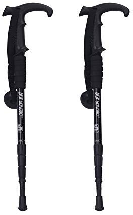 Irypulse Trekkingstöcke Ultraleicht Durable Luftfahrt-Klasse Aluminium Wanderstöck Antishock Längeverstellbar Teleskopstöck für Wandern/Klettern für Männer Frauen Kinder -2 Paar-Schwarz