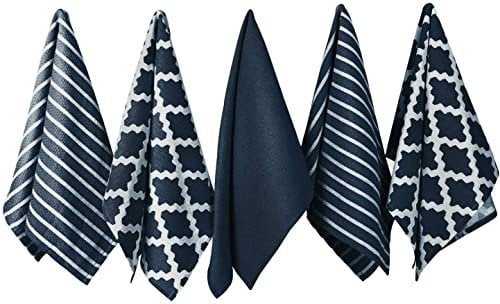 Penguin Home Premium Geschirrtuch für die Küche aus 100% Reiner Baumwolle, 5er-Set Küchentücher, weiches und strapazierfähiges Küchentuch-Set, maschinenwaschbar, 65 x 45 cm, Farbe – Marineblau