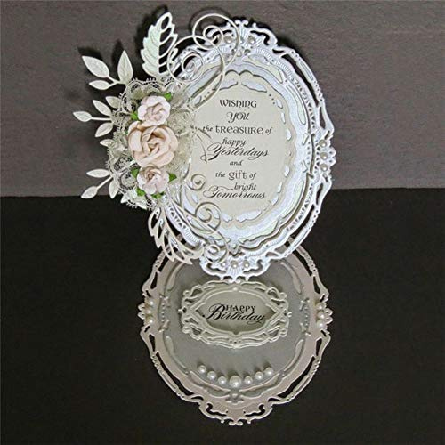 Huhuswwbin Metal Cutting Scrapbooking Cutting Dies,Oval Frame DIY Scrapbooking Pr?gekarten Album Foto Handwerk Metall Stanzformen - Silber, Pr?gewerkzeug