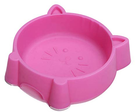 Brussels08 Cartoon Cat Face Design Pet Puppy Food Water Eating Bowls Dog Cat Kitten Food Water Feeder Portable Pet Feeder Dish Cup Feeding Station Tray for Small Medium Pet Pink