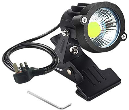 WeFoonLo 1pcs Outdoor 5W LED Clip on Light Water Resistant Adjustable Desk Stand Spotlight Lamp Signboard Blackboard Lighting with Plug (Cool White)