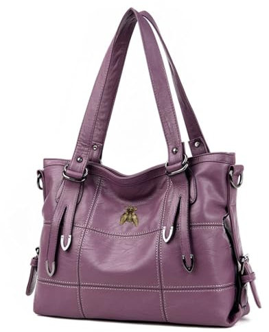 AINUOEY Donna Borse a Mano Borsa a Spalla Elegante Grandi Firmate Marca Tracolla Antifurto PU pelle 76608 1 pz Porpora