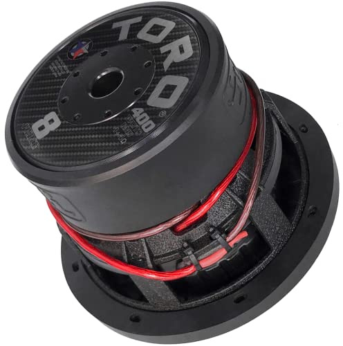 Toro Audio – Fierce 8, 8 pouces 400 W RMS – 800 W MAX – Double bobine vocale 4 Ohm 2 pouces, caisson de basses audio de voiture pour voitures, camions, jeeps, bateaux, tout-terrain avec basses dures.