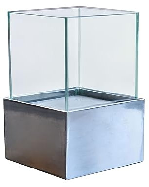 Deko-Windlicht Kerzenhalter Laterne Vier-Eckig CANDELITA - Silber Metallic 20x20x29
