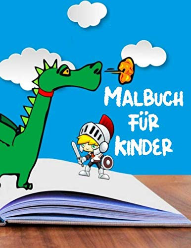 Malbuch Für Kinder: + als 90 Zeichnungen | Für Kinder von 4 bis 8 Jahren Zeichnungen von Tieren, Dinosauriern, Stränden, Katzen ... | Großformat (A4), 186 Seiten, 8,5 x 11