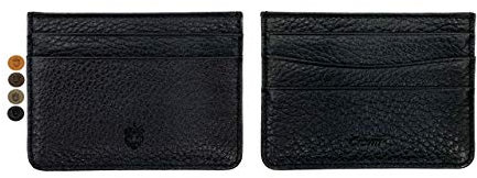Crown & Tiger Leder Kreditkartenetui - Slim Wallet Design Geldbörse aus Crazy Horse Leder - bis 5 Karten mit Geldschein-Fach - Vintage Edition (Black Edition)