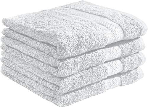 REDBEST Duschtuchset, Frottierset 4er-Pack Chicago weiß Größe 70x140 cm - saugstark, strapazierfähig, ideal für Reisen, Sport (weitere Farben)