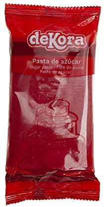Dekora - Fondant Rojo | Pasta de Fondant para Tartas - Cobertura para Bizcochos, Tartas, Pasteles, Magdalenas o Cupcakes con el que Poder Hacer Todo Tipo de Decoraciones - 250 gr