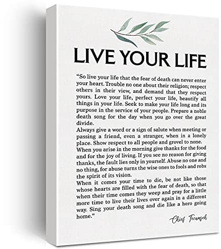 Live Your Life Zitat Leinwand Wandkunst Motivierender Leinwanddruck Positives Leinwandgemälde Büro Zuhause Wanddekoration Gerahmtes Geschenk 30,5 x 38,1 cm