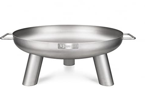 Finnwerk HARRI Feuerschale aus Edelstahl 60 cm - Exklusive Feuerstelle im matten Finish - Kleine Feuerschalen für den Garten - Rostfrei, Schlicht und Schick - Feuerschalen Deckel separat erhältlich