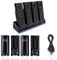 Batteries 2800mAh pour Manette Wii, Station de Charge 4 en 1, Station de Charge avec 4 Batteries Rechargeables et indicateurs LED pour télécommande Wii (Noir)