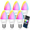 Aigostar E27 Smart Bulb, WiFi Smart Candle LED Bulb, 6.5W 555LM RGB&CCT Colour Changing Light, Compatible with Alexa and Google Assistant, 6 Packs
