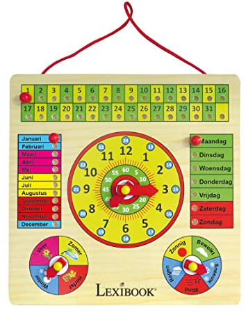 Lexibook Bio Toys, Mon Premier Lernkalender aus Holz mit Uhr, niederländisch, EDU365NL