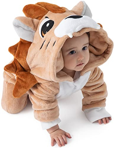 corimori Flauschiges Löwen-Kostüm für Babies, Neugeborene, | Karneval Fasching Kostüm Onesie für Mädchen, Jungen | Körpergröße 60-70cm