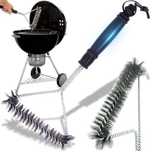 Retoo Cepillo para Barbacoa con Mango Largo, Cepillo para Barbacoa con cerdas de Acero Inoxidable de 30 cm de Largo, fácil de Quitar, cerdas de Acero de