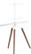 SCHWAIGER 658217 TV Ständer Staffelei Holz Bodenstativ Halterung für Flachbildschirme bis 65 Zoll max. 35kg mit Soundbarhalter weiß/Nussbaum echtes Holz Luxus Premium