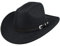 Klassischer schwarzer Westernhut aus Filz mit aufrollbarer Krempe, Cowboy- und Cowgirl-Hut für Damen und Herren, Dekoration mit Westerngürtel Bukle, Schwarzer Western-Schnallengürtel, 7/7 1/4