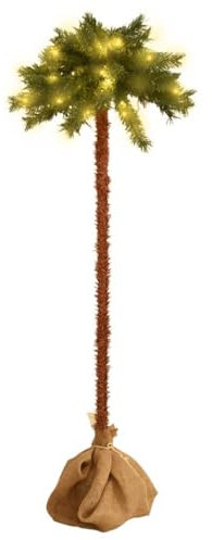 vidaXL Künstliche Palme mit LEDs Beleuchtet Weihnachtsbaum Kunstpflanze Dekobaum Kunstbaum LED Baum Party Dekoration Außen Innen 150cm
