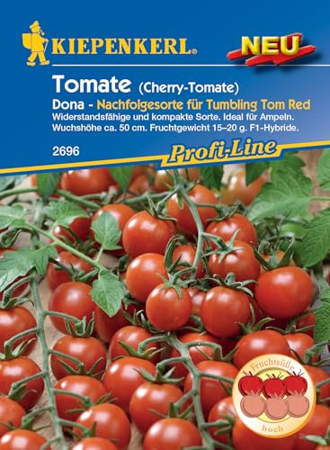 Kiepenkerl Profi-Line Cherrytomatensamen Dona, F1 2696 - Widerstandsfähige und kompakte Sorte - Wuchshöhe 50 cm - Samen Gemüse, Gemüsesamen, Saatgut