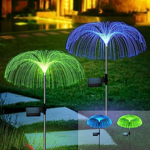 DAZZTIME Luces Solares para Jardín Led Lámparas Solar,2 pieza Led Medusas Luz Solar de Jardín,Medusas Iluminación Solar,Jardín Impermeable Decoracion,Para Jardín,Césped,Terraza,Boda(Una Sola Capa)
