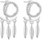 LÖB Damen Ohrstecker 925 Silber rhodiniert Zirkonia Glitzer Strass Steine Traumfänger Feder Boho Vintage Ohrringe Doppel Dreamcatcher Hängend