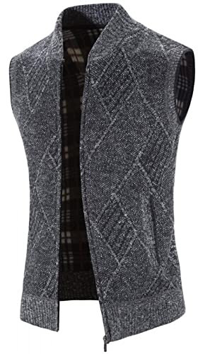 VPQILH Maglione Gilet da Uomo Cardigan con Scollo a V, con Cerniera in Lana Cachemire in Senza Maniche Maglieria Cardigan Lavorato a Maglia Zip Maglia Casual Autunno Inverno Canotte Top