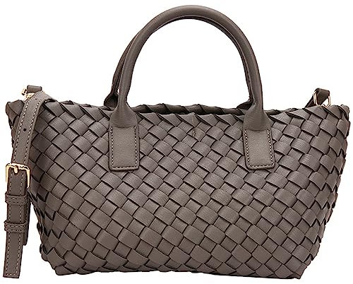 ibalulu Handtasche Damen, PU Leder Retro Gewebte Umhängetasche Damen Tote Bag 2-teiliges Set Shopper Tasche Damen Crossbody Bag Schultertasche Groß Geeignet für Freizeit, Shopping und Wochenendreisen