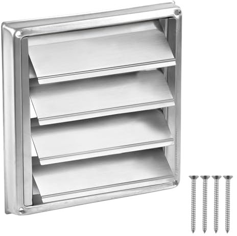 Pinsheng Rejilla de Conducto de Ventilación de Acero Inoxidable, Extractor de Salida de Aire Cuadrado Cubierta de Ventilación con Láminas Móviles (150mm)