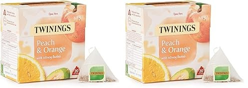 Twinings Peach & Orange Tea Bags, 20 Count (Pack of 2)