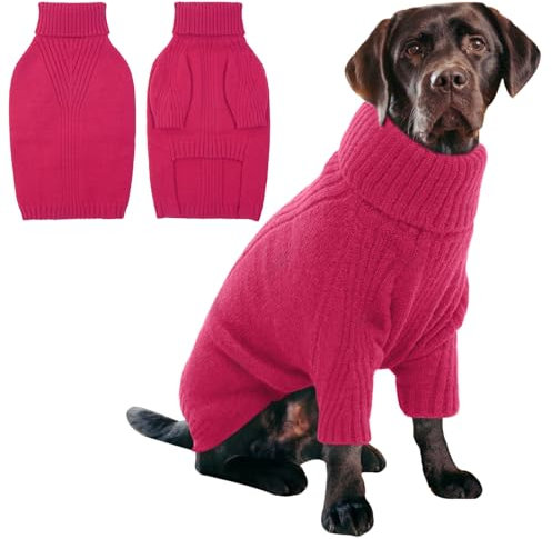 IECOii Hundepullover, Winterkleidung für große Hunde, Mädchen, Jungen, warmer Pullover, weicher Hundepullover mit Rollkragen, leicht und gut dehnbar, für aktive Hunde wie Beagle, Border Collie