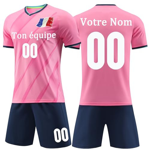 Maillot Equipe de Football Enfant Personnalisé Ensemble Foot Enfant Femme avec Le Logo de l'équipe de Numéro de Nom